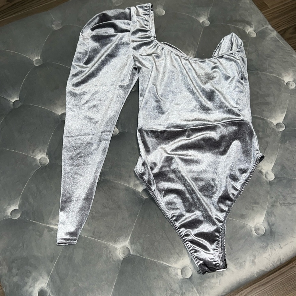 Grey velvet bodysuit - Picture 3 of 3